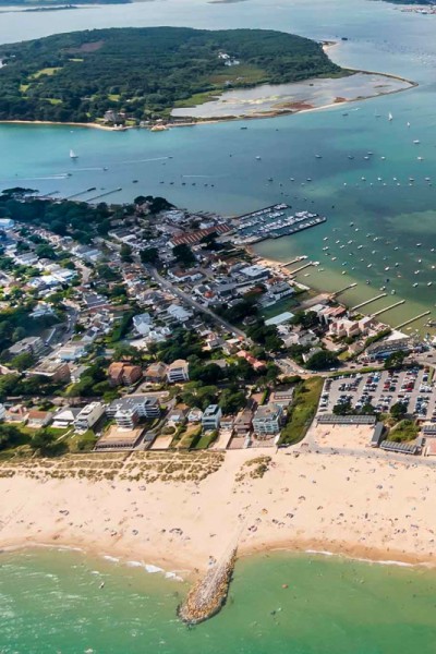 An aerial shot of Poole Harbour