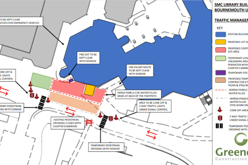 updated talbot campus library lift roadworks plan