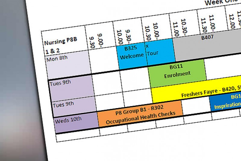Week One Timetable Nursing Groups P8 B1 & P8 B2