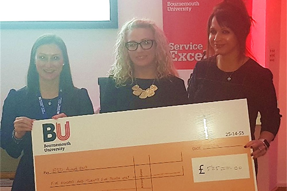 Collaborating with The Anthony Nolan Trust: Members of the marketing campaign teaching team receiving the Excellence in Sustainable Teaching award